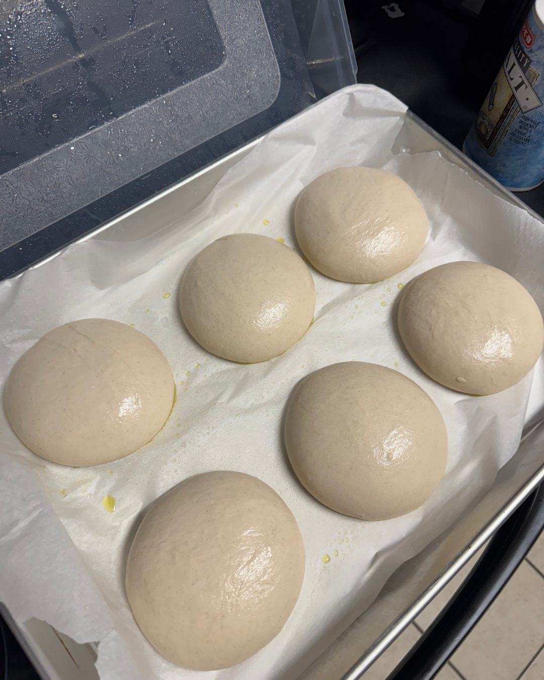 Neapolitan pizza dough fermenting
