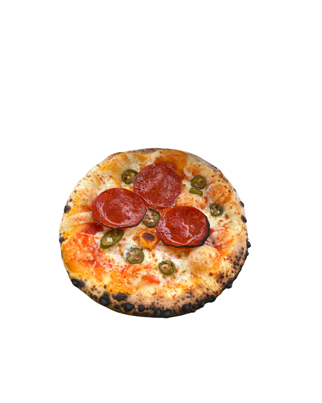 Wood-fired pepperoni pizza
